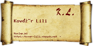 Kovár Lili névjegykártya