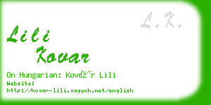 lili kovar business card